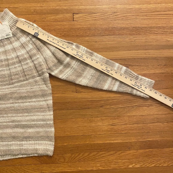 Knox Rose Sweater Womens Large Oatmeal Mock Neck Ribbed Yoke Wool Blend Pullover - Picture 6 of 9